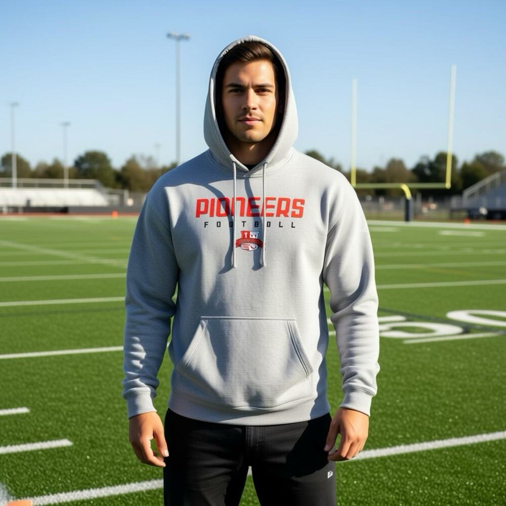 VTG Y2K Men XL Adidas Gray Trefoil Logo Boxy Heavyweight Hoodie PioneersFootball